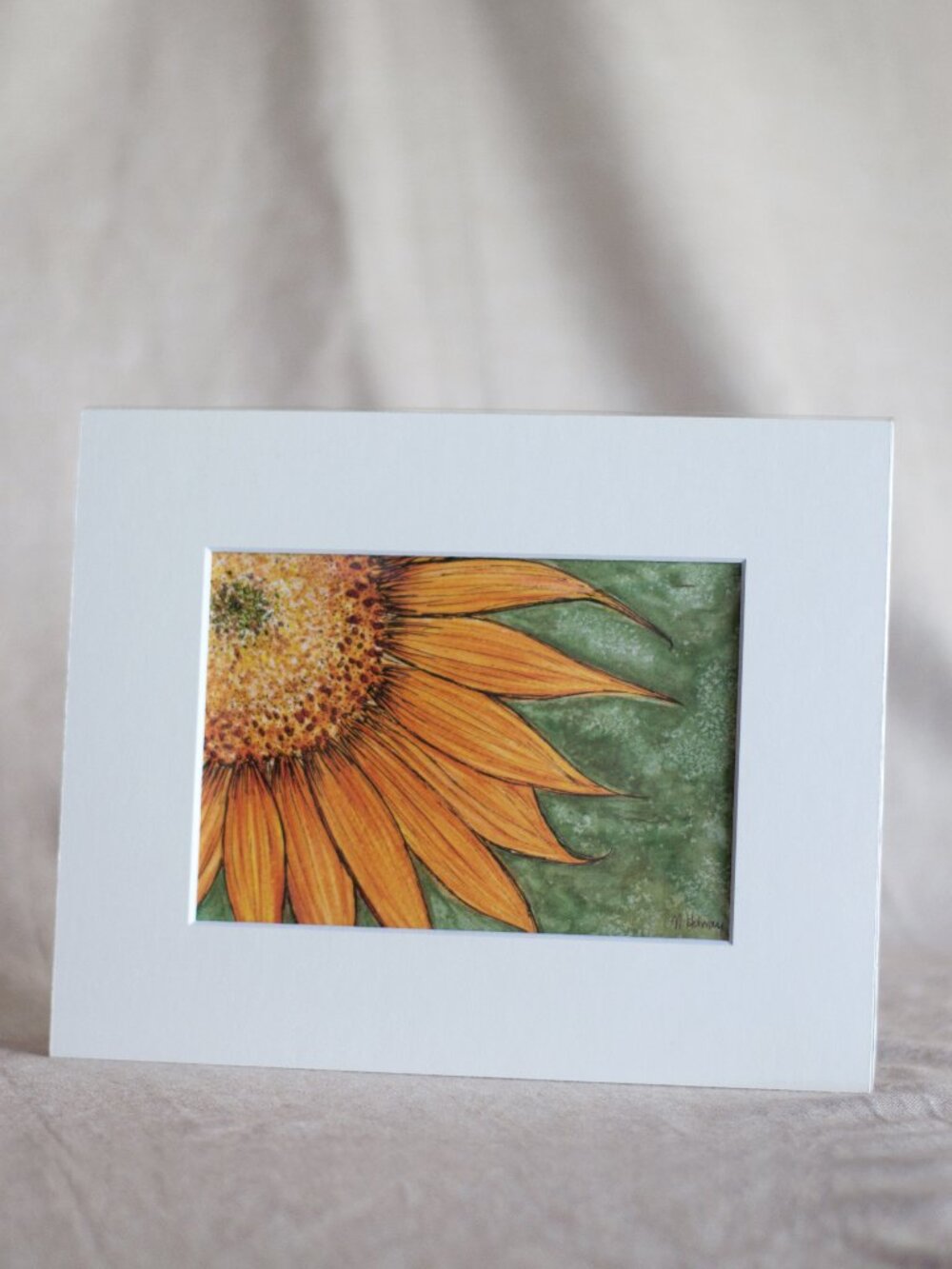 "Sunflower" 5x7 Watercolour Print with Mat